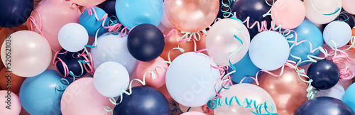 Various colorful balloons with serpentine Fototapeta