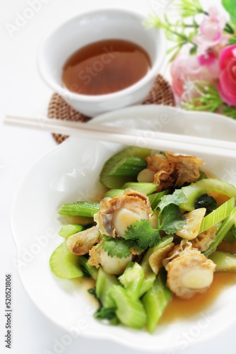 Chinese food, celery and scallop stir fried 