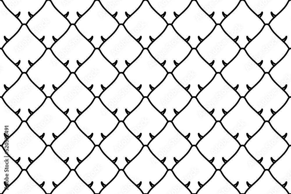 Fototapeta premium Seamless pattern completely filled with outlines of spades. Elements are evenly spaced. Vector illustration on white background