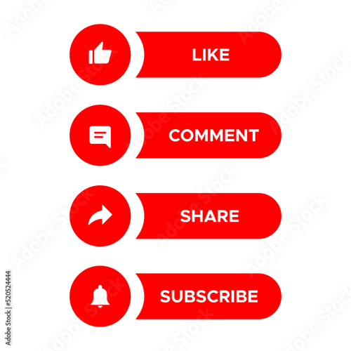 Like, comment, share, and subscribe icon. Streaming channel subscriptions