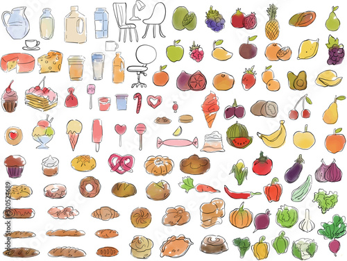 食べ物 イラスト セット 水彩 手書き
