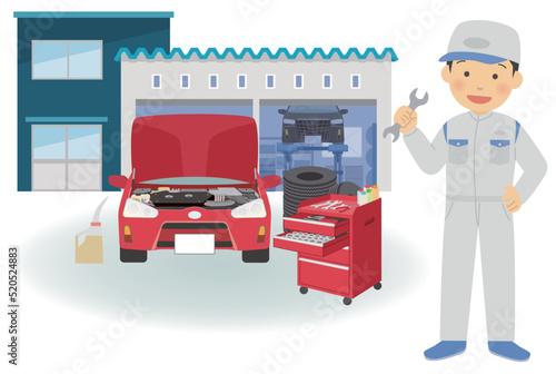 整備工場で働く男性スタッフ