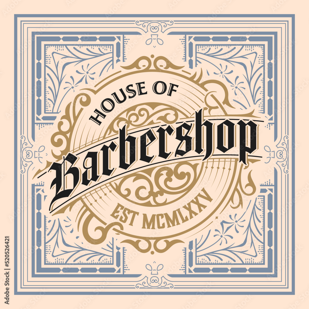 Vintage Barbershop label in vintage style