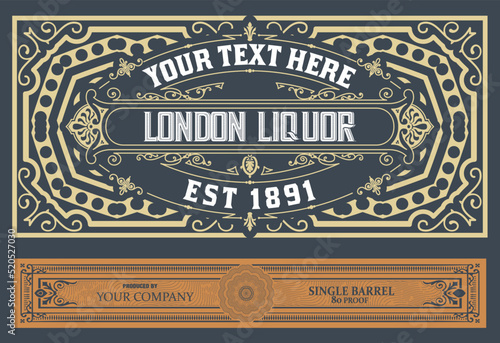 Whiskey label with old frames