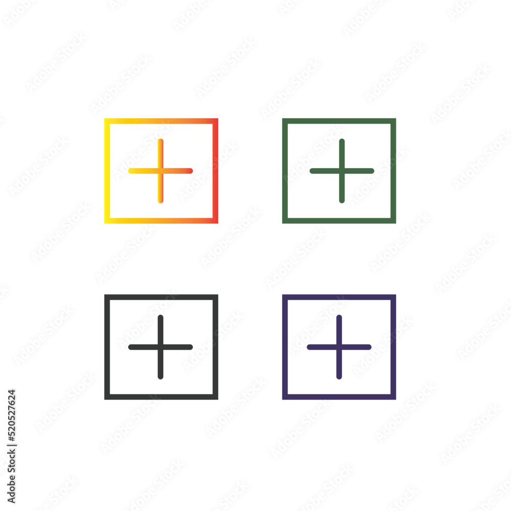 Add, plus, check icon, in solid and gradient color Add, plus, check icon, in solid and gradient color