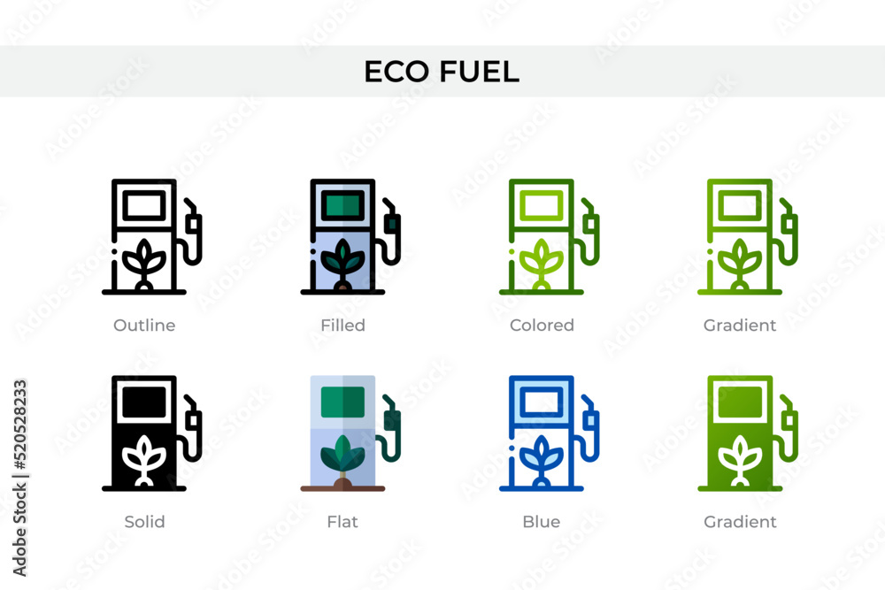 Eco fuel icon in different style. Eco fuel vector icons designed in outline, solid, colored, filled, gradient, and flat style. Symbol, logo illustration. Vector illustration Eco fuel icon in different style. Eco fuel vector icons designed in outline, solid, colored, filled, gradient, and flat style. Symbol, logo illustration. Vector illustration