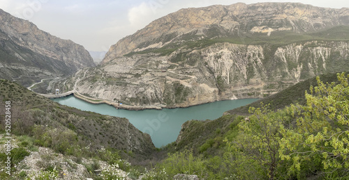 Majestic Sulak canyon with turquoise river, Dagestan