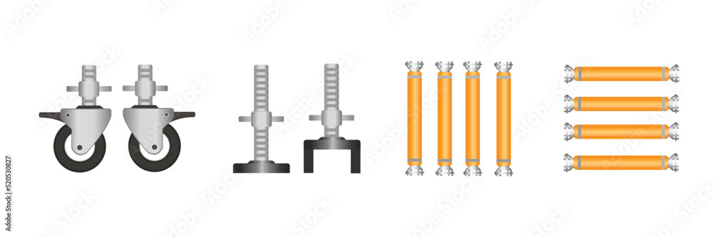 Mobile vector scaffolding, white background, used in construction areas.
