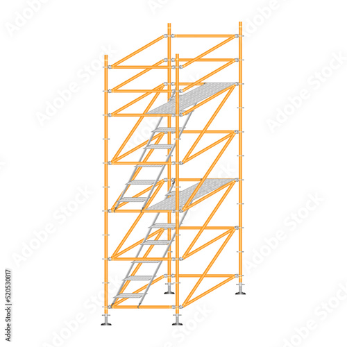 Mobile vector scaffolding, white background, used in construction areas.