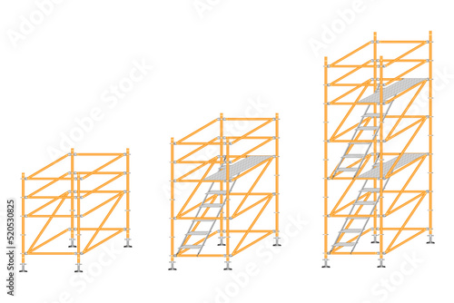 Mobile vector scaffolding, white background, used in construction areas.
