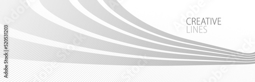 Wave lines in 3D perspective vector abstract background with smooth gradient of light grey and white monochrome colors, easy relaxing motion.