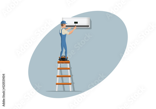 HVAC service character design illustration vector eps format , suitable for your design needs, logo, illustration, animation, etc.