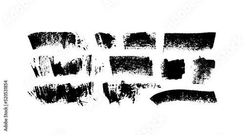 Wide charcoal vector strokes collection. Hand drawn scribble sketch banners with pencil texture. Set of abstract simple horizontal shapes. Black chalk strokes  banners and separators. Grunge elements.