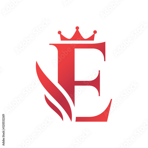 Letter E Logo Design With King Crown