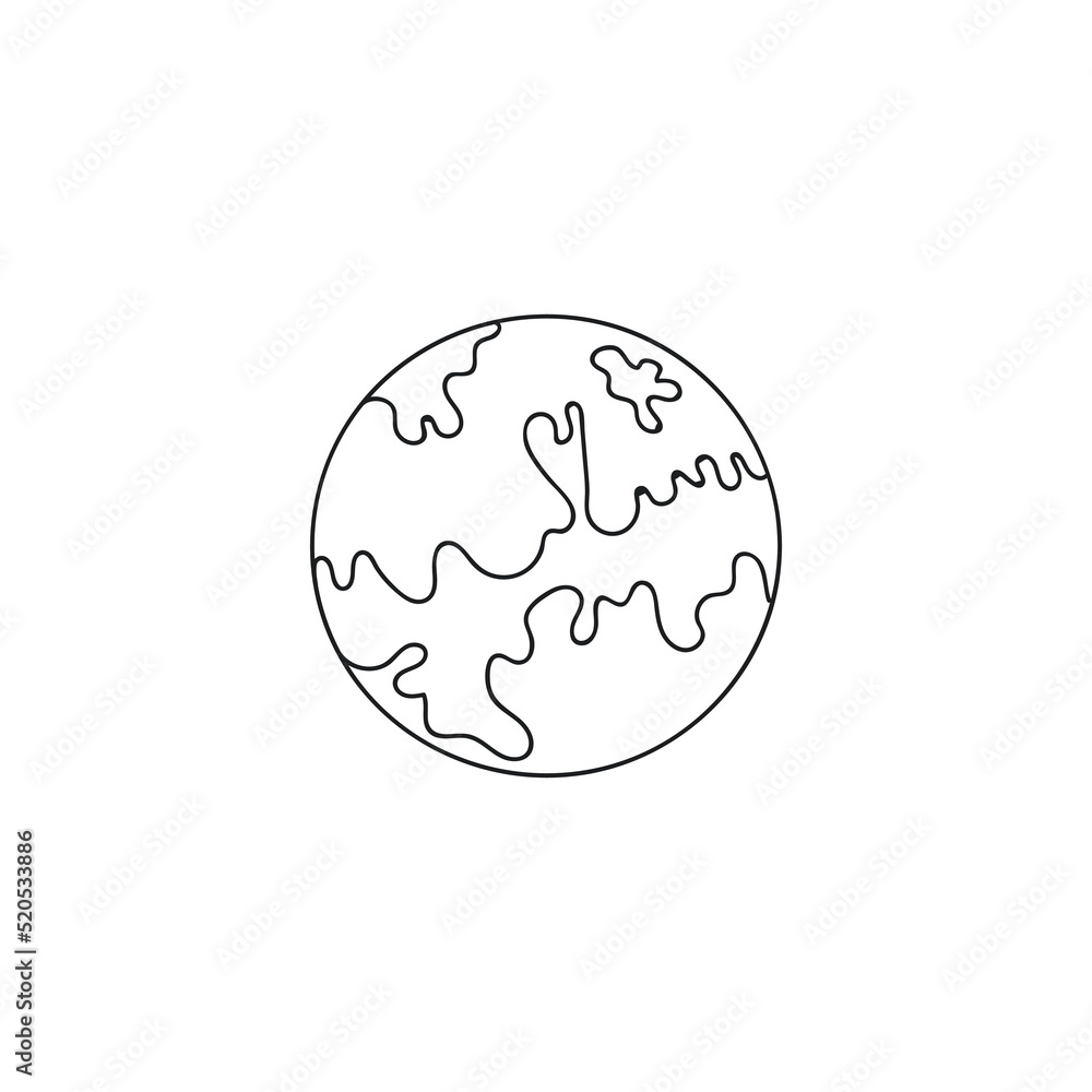 Planet with orbit and satellites in line art, design element, logo. Planet with orbit and satellites in line art, design element, logo.