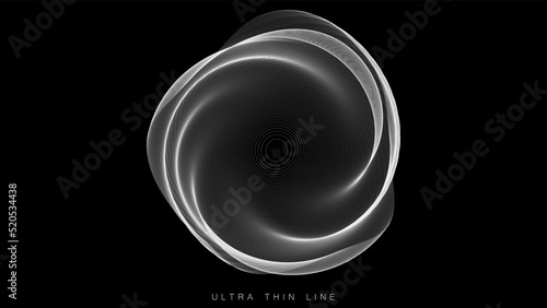 Distorted line spheres. Vector thin line glitch geometry.