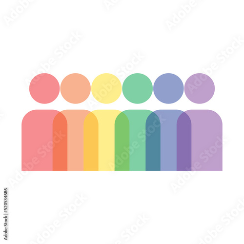 Diversity Illustration of a group of people colorful pride rainbow diverse gender community logo vector design