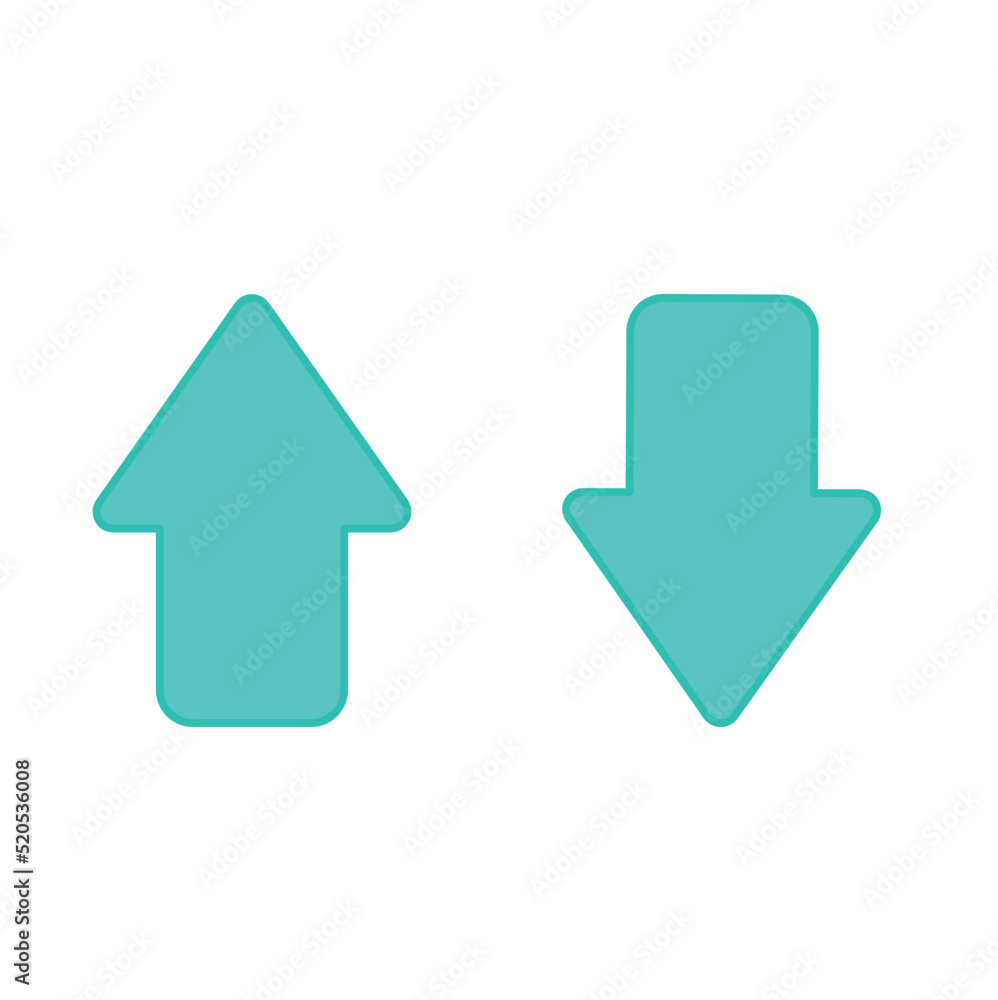 Turquoise icons with up and down arrows. The symbol of movement up, down. An indicator of development, decline in business and the economy. A symbol for web design, website, application, user interfac Turquoise icons with up and down arrows. The symbol of movement up, down. An indicator of development, decline in business and the economy. A symbol for web design, website, application, user interfac