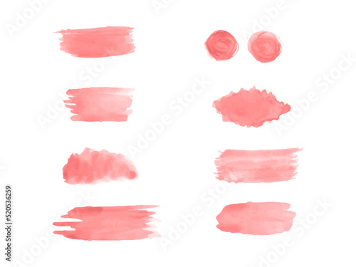 Set of pink watercolor wet wash splash brush background. Vector illustration elements for birthday card, it's a girl, mothers day, quotes and much more.