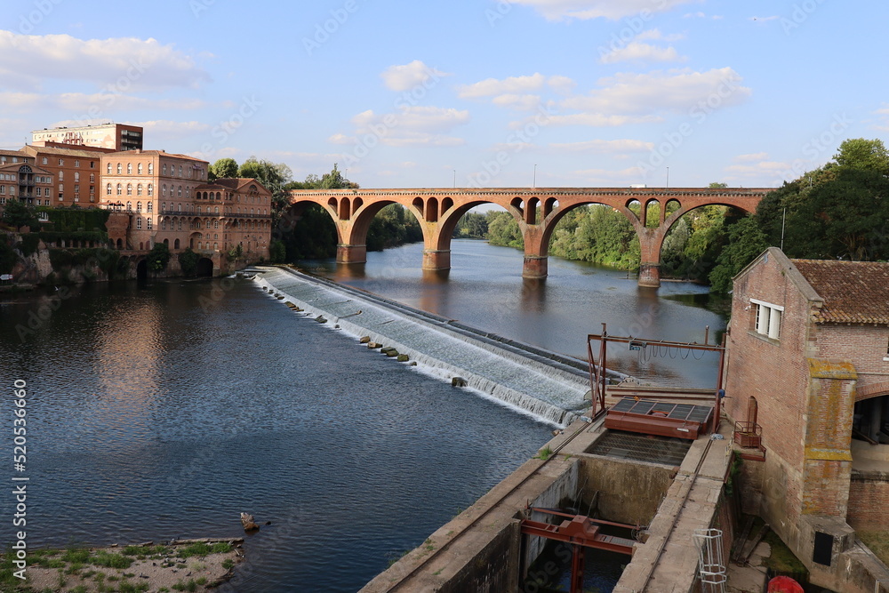 Fototapeta premium La rivière Tarn et ses rives dans la ville, ville de Albi, département du Tarn, France