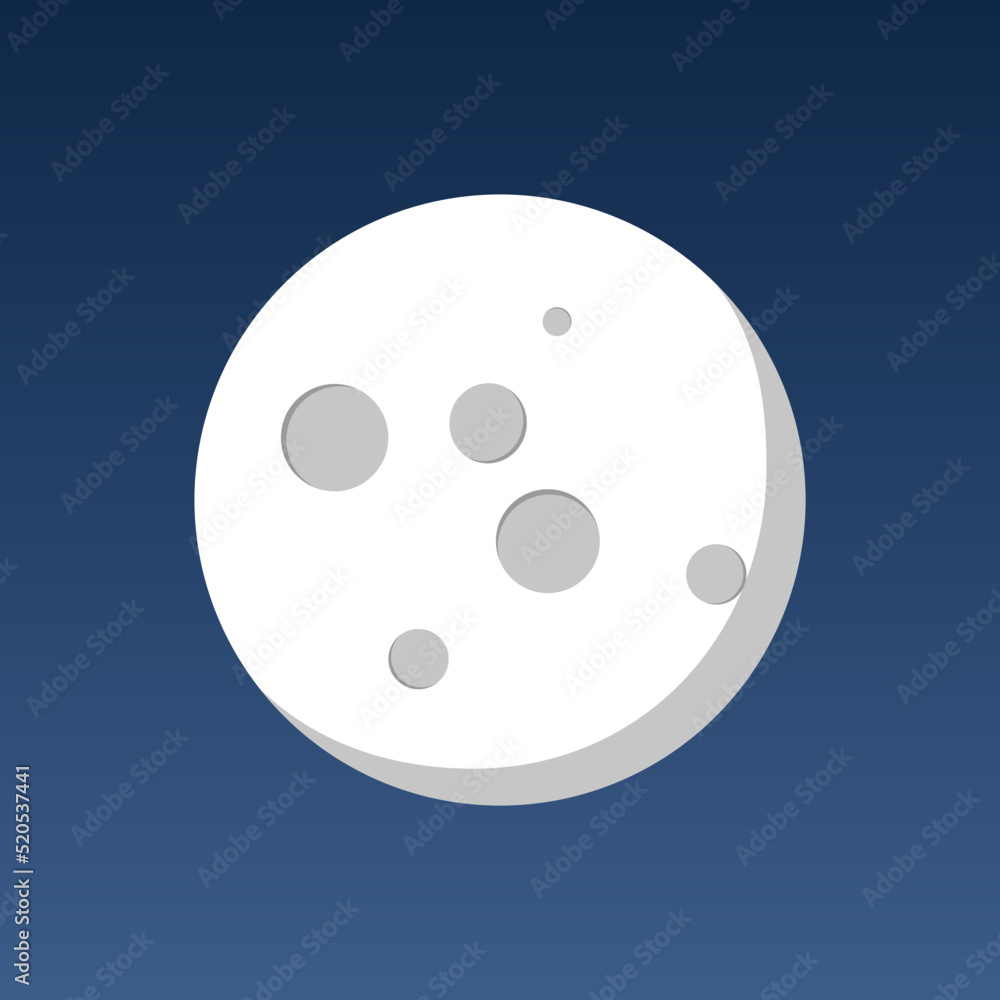 illustration of a round moon in the night sky, craters on the moon, sky, space, earth satellite, planet, moonlight illustration of a round moon in the night sky, craters on the moon, sky, space, earth satellite, planet, moonlight