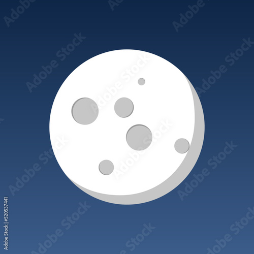 illustration of a round moon in the night sky, craters on the moon, sky, space, earth satellite, planet, moonlight