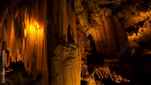 A tilt up shot of inside the Luray caverns caves underground in Virginia Shenandoah Valley photo
