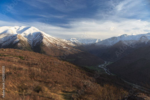 Valley of river Zelenchuk in Caucasian mountains