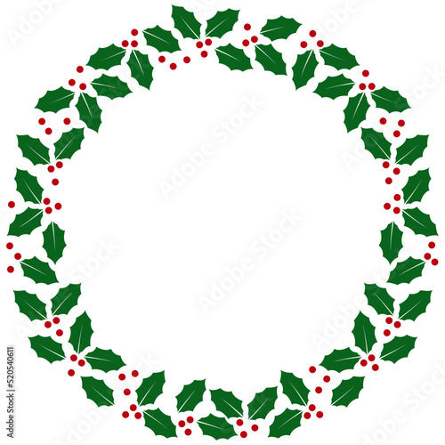 Christmas monogram frame with holly svg, Round winter border svg