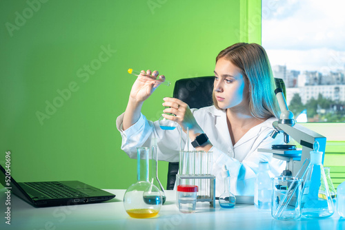 Girl student in laboratory....