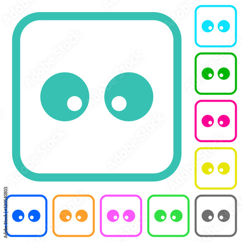 Watching eyes solid vivid colored flat icons