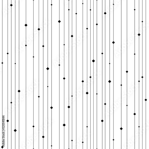 Seamless pattern. Black square and line on white background. Repeated stripe pattern. Abstract vertical backdrop. Repeating delicate design for prints. Repeat lattice wallpaper. Vector illustration
