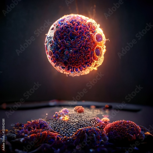 A new generation of dangerous corona flu floating pathogen respiratory influenza virus cell microscopic view illustration