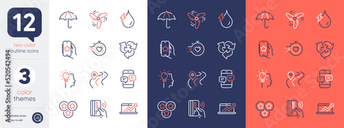 Set of Stars, Sales diagram and Wind energy line icons. Include Favorite app, Idea, Hydroelectricity icons. Timer, Phone messages, Umbrella web elements. Road, Recycle, Contactless payment. Vector