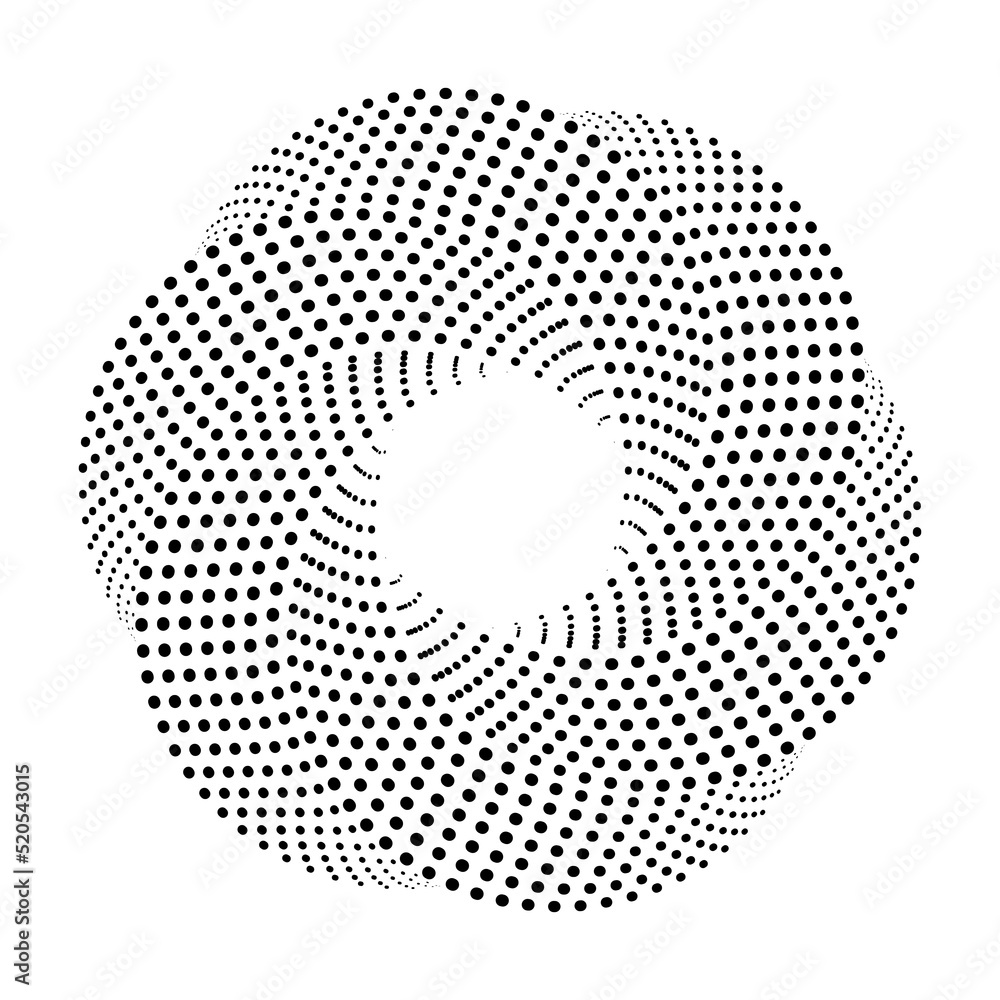 Pulsating spherical graphic constructed from a series of lines. Black and white lines sign, icon, symbol, icon, logo. Monochrome graphic design. Abstract background, line art pattern