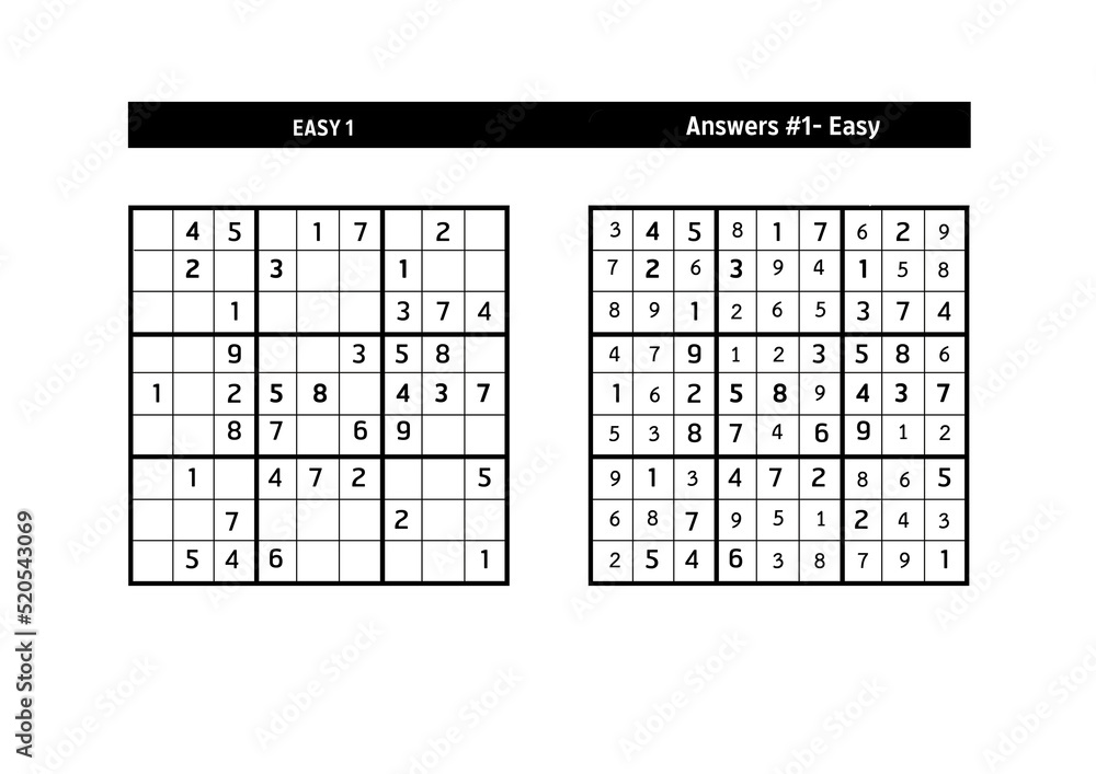 Sudoku puzzle game.Sudoku puzzle with a solution - EASY LEVEL Sudoku puzzle game.Sudoku puzzle with a solution - EASY LEVEL