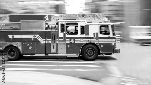 Fire truck in motion