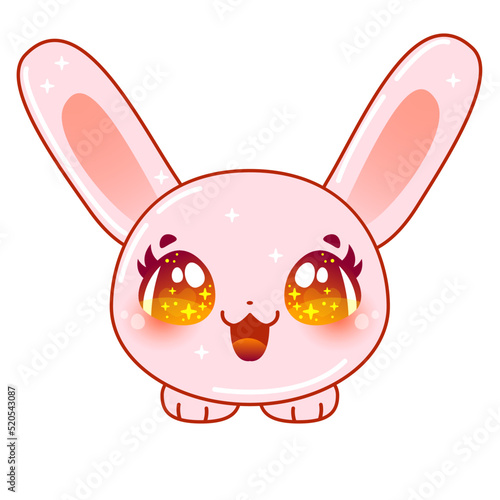 Cute kawaii rabbit bunny hare. Sweet rabbit sitting. Children animal character. Symbol of 2023 Chinese New Year