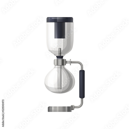 Glass syphon or vacuum coffee maker, vector icon