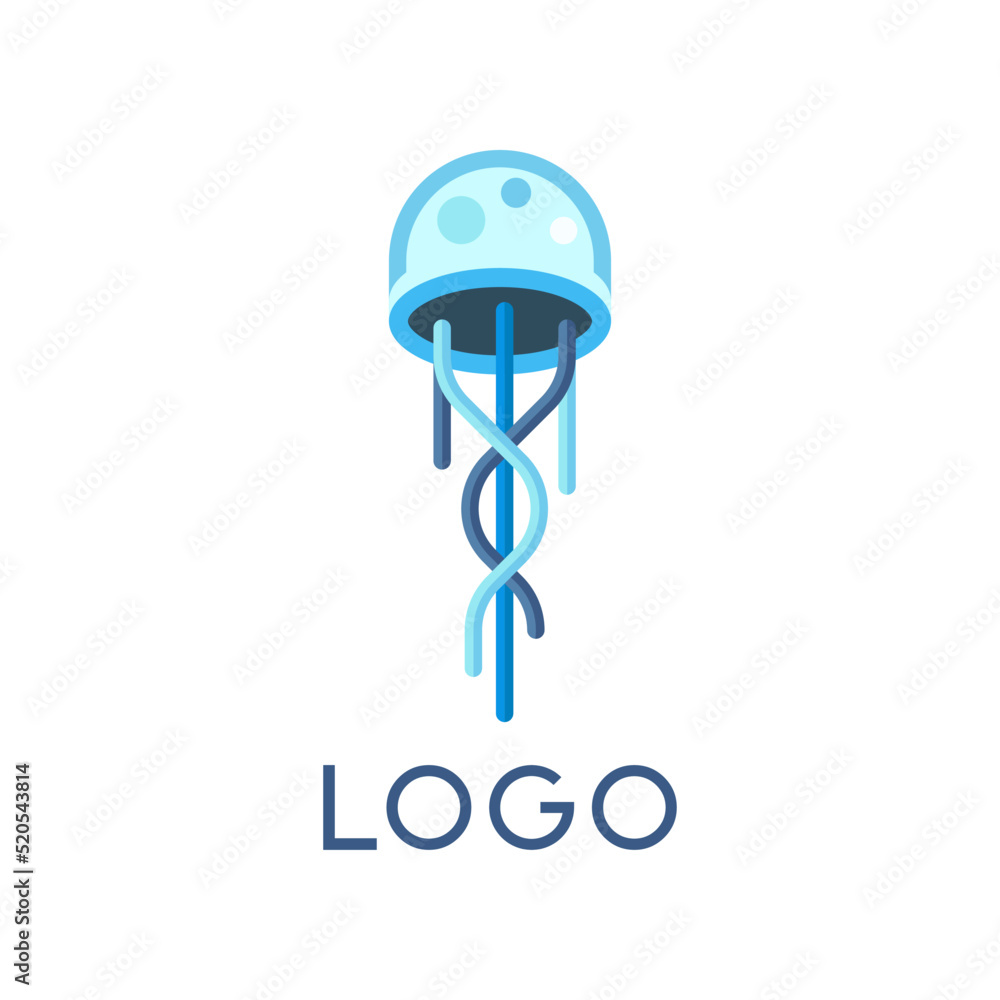 Flat logo design of octopus, vector icon Flat logo design of octopus, vector icon