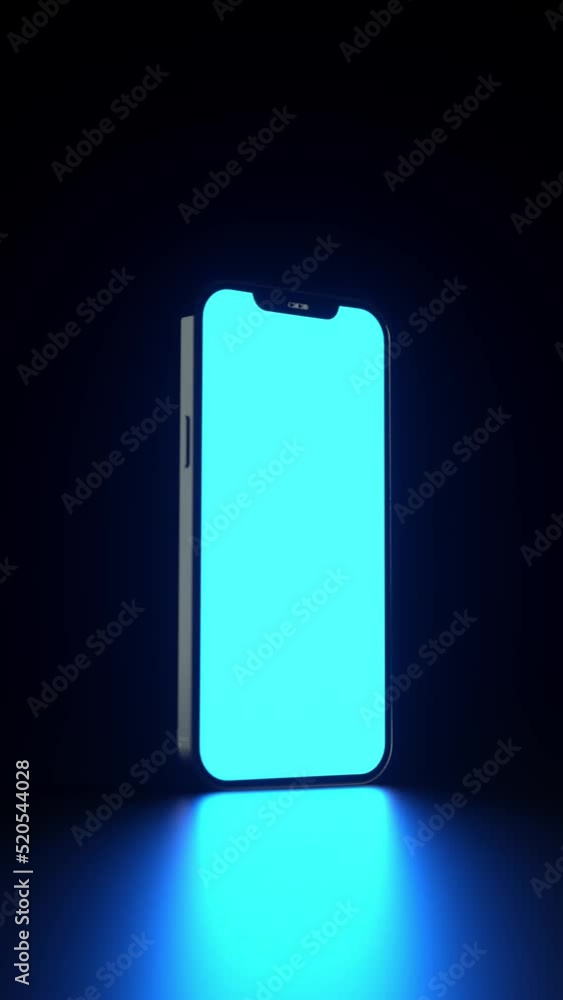 A single-color screen lights up on a phone standing on a dark surface.