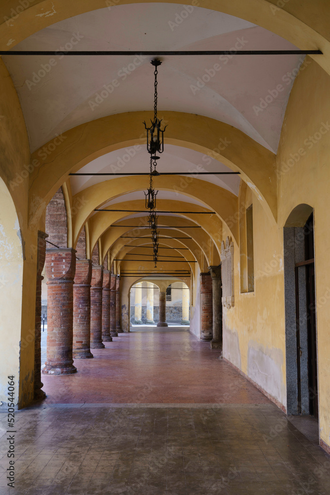 Portico near San Bassiano church at Pizzighettone, Cremona, Italy