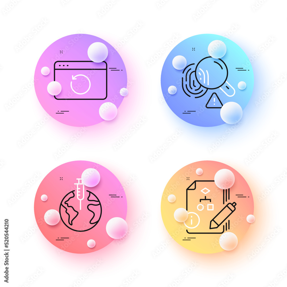 Algorithm, Recovery internet and Pandemic vaccine minimal line icons. 3d spheres or balls buttons. Fingerprint icons. For web, application, printing. Vector Algorithm, Recovery internet and Pandemic vaccine minimal line icons. 3d spheres or balls buttons. Fingerprint icons. For web, application, printing. Vector