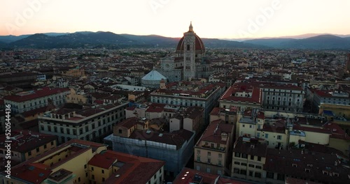 Wallpaper Mural Epic sunrise aerial pullback reveals Duomo in Renaissance City of Florence Torontodigital.ca