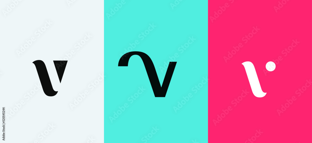 Obraz premium Set of letter V minimal logo icon design template elements