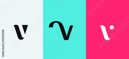 Set of letter V minimal logo icon design template elements