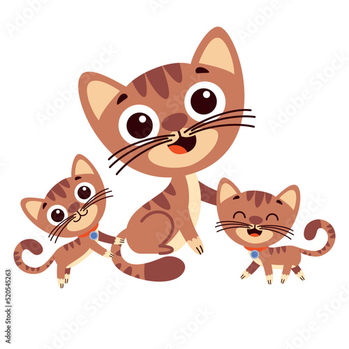 Cartoon Drawing Of Mother And Baby Cats
