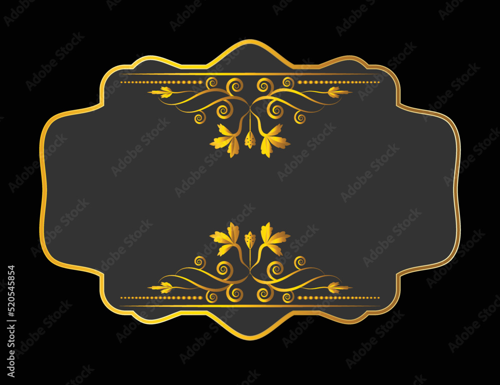 golden frame ornament design vector on black and grey color
