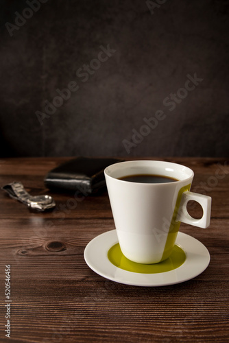Coffee cup on a business table