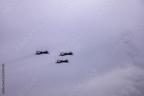 Day of Navy of Russian, naval parade. Naval aviation in sky. Holidays of Russia © Alex Vog